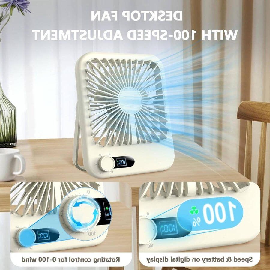 Tafelventilator USB-ventilator mini-tafelventilator met 180 graden wandmontage en 100 snelheden ventilator met digitaal display draagbare ventilator voor kantoor thuis buiten Tafelventilator