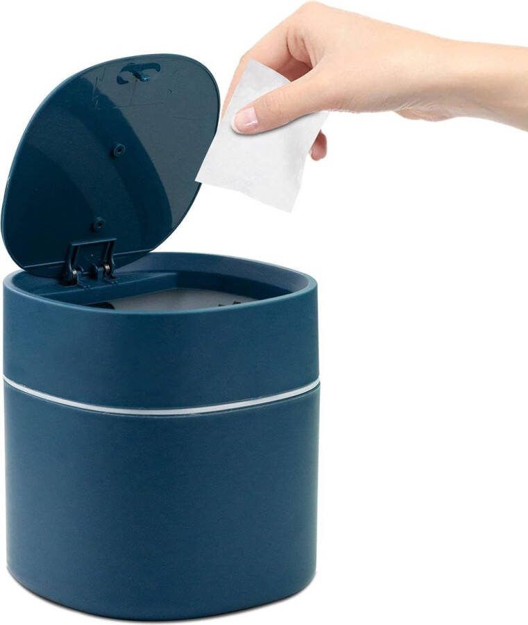 Tafelvuilnisemmer met deksel 2 liter mini-vuilnisemmer voor bureau kaptafel nachtkastje ABS polypropyleen groen