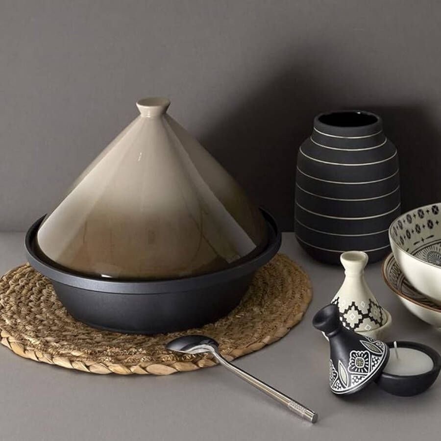 Tajine Induction Fonte Aluminium Ronde Vitro-Ceramique Taupe Cuisine
