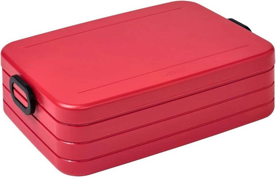 Take A Break Large Lunchbox broodtrommel met scheidingswand geschikt voor maximaal 8 boterhammen 1500 ml Nordic Red (rood)