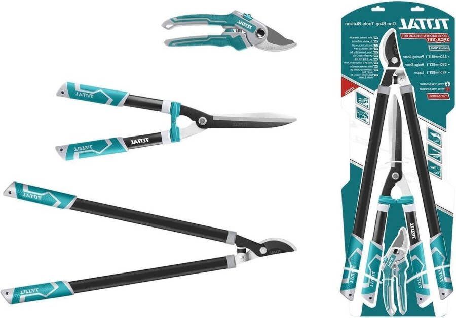 Takkenschaar Set met 3 takkenschaars 220 mm heggenschaar 580 mm en tweehandschaar 725 mm voor snoeien en tuin