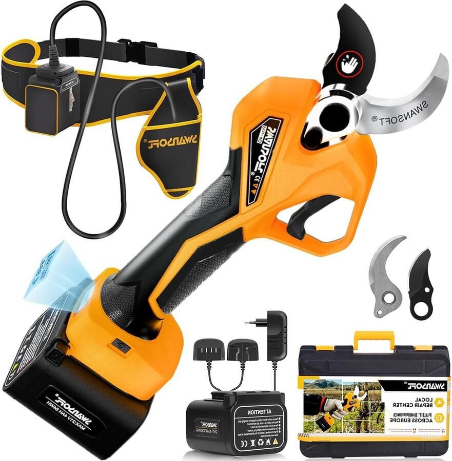 Takkenschaar telescopische elektrische takkenschaar 40 mm 21 V 1050 W 4 Ah x 2 schaar batterij progressieve snit wijnstokken geel-zwart takkenschaar telescopische