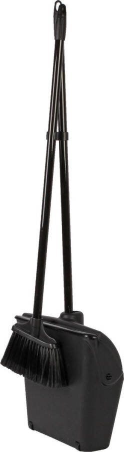 Synx Store Luxe stoffer en blik zwart met steel en automatische opvangblik 108 x 34 x 18 cm stofblikset schoonmaakartikelen