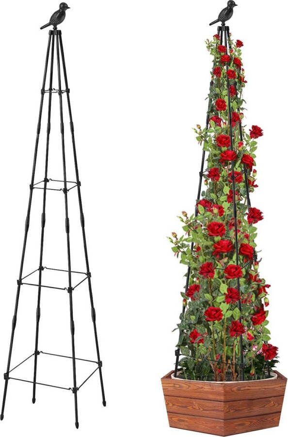 Tall Plants Trellis Support Verstelbare Stake Arms Tuin Obelisk voor Klimplanten Binnen en Buiten Lichtgewicht Zwart