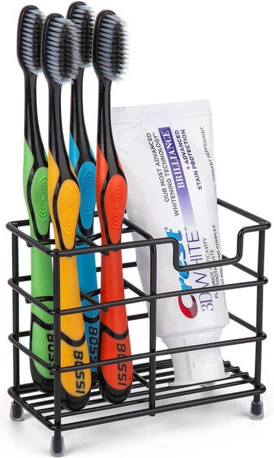 Tandenborstelhouder voor badkamers Tandenborstel doosje Tandenborstel koker zwarte roestvrijstalen tandenborstel- en tandpastahouder