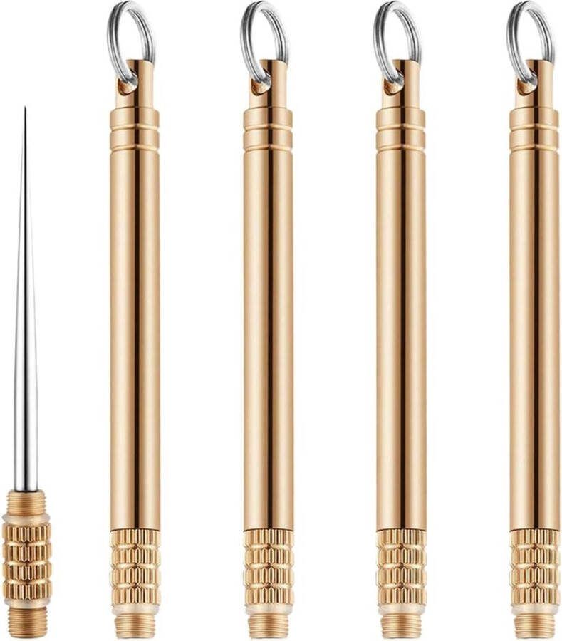 Tandenstokers 4 stuks draagbare titanium tandenstokerset waterdicht geïntegreerde tandenstokers met sleutelhanger telescopische metalen fruitvork tandenstokerhouder voor outdoor picknick camping