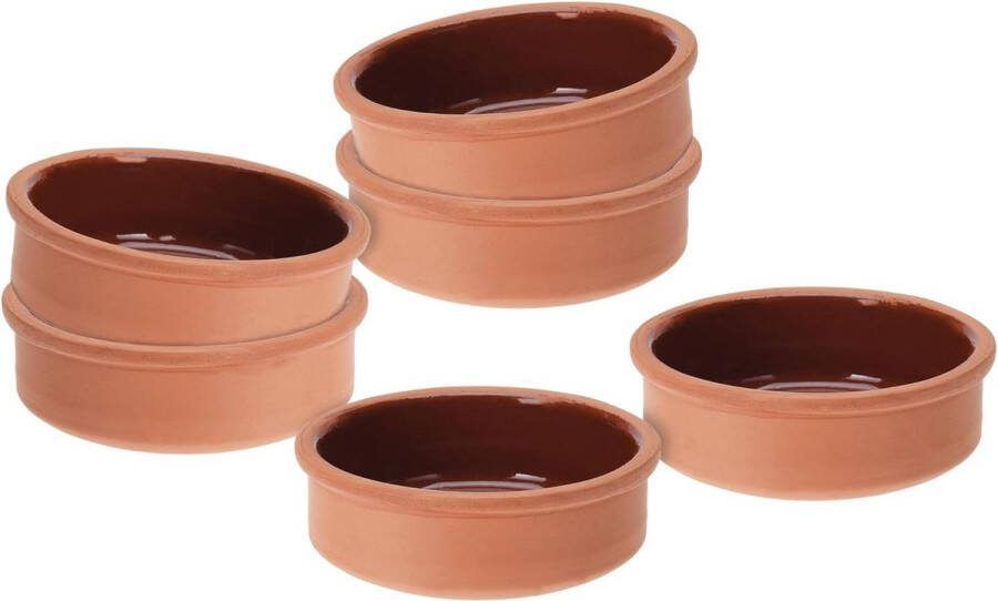 Tapas kommen van klei 250 ml set van 6 vuurvaste ovenschaal aan de binnenkant geglazuurd traditionele kleischaal dessert dip snack schaaltjes tapasschaal oven- en vaatwasmachinebestendig