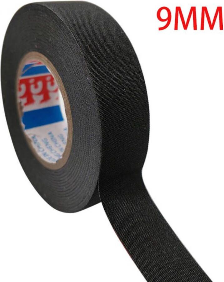 Tape Hittebestendig 9mm x 25m Zelfklevende Tape Vlam Vertragende Lijm Doek Tape Isolerend Voor Kabelboom Kabel Tie Zwart