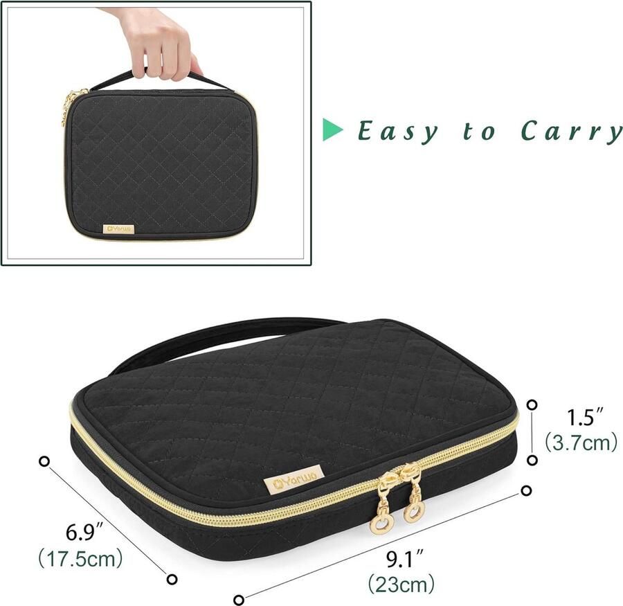 Tas voor breinaalden organizer voor breinaalden (tot 20 cm) met meerdere zakken voor breiaccessoires zwart (alleen tas)