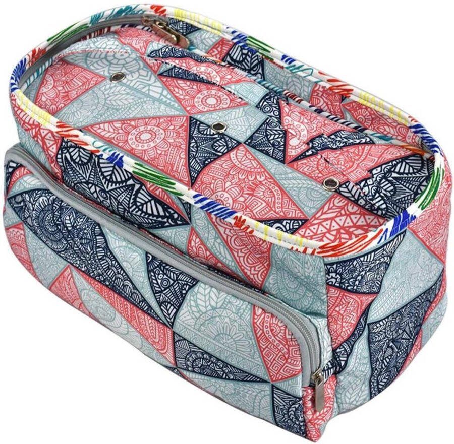 Tassen voor Garen Gebreide Tas voor Het Vervoeren en Opbergen van Haaknaalden Garen Breinaalden en Andere Kleine Accessoires (Blauw-roze) Yarn bowl