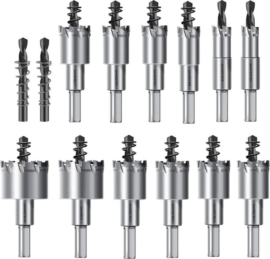 TCT Gatenzaag Kit 127mm-54mm Heavy Duty Hole Saw voor Metaal Roestvrij Staal 14 Stuks