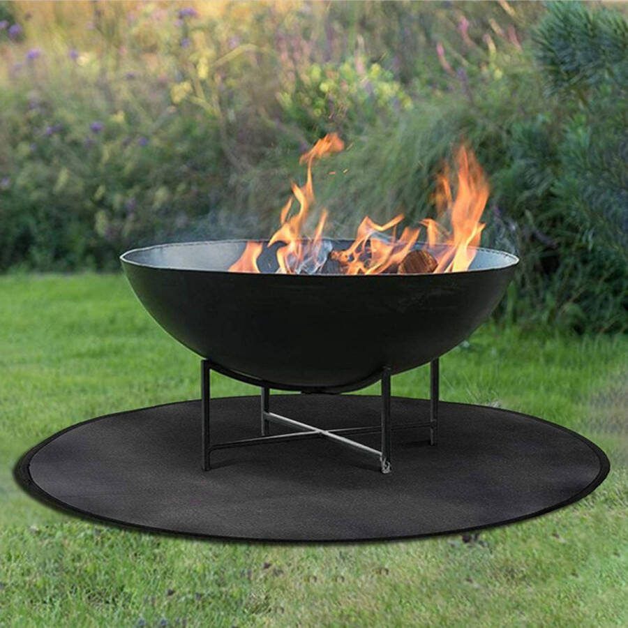 TDR Tuin vloermat -Ideale mat voor onder de barbecue Perfect kerst of sinterklaas cadeau voor uw man of pappa Beschermt je terrastegels of gazon tegen hete kolen en vetvlekken-Rond 41 inch-Zwart