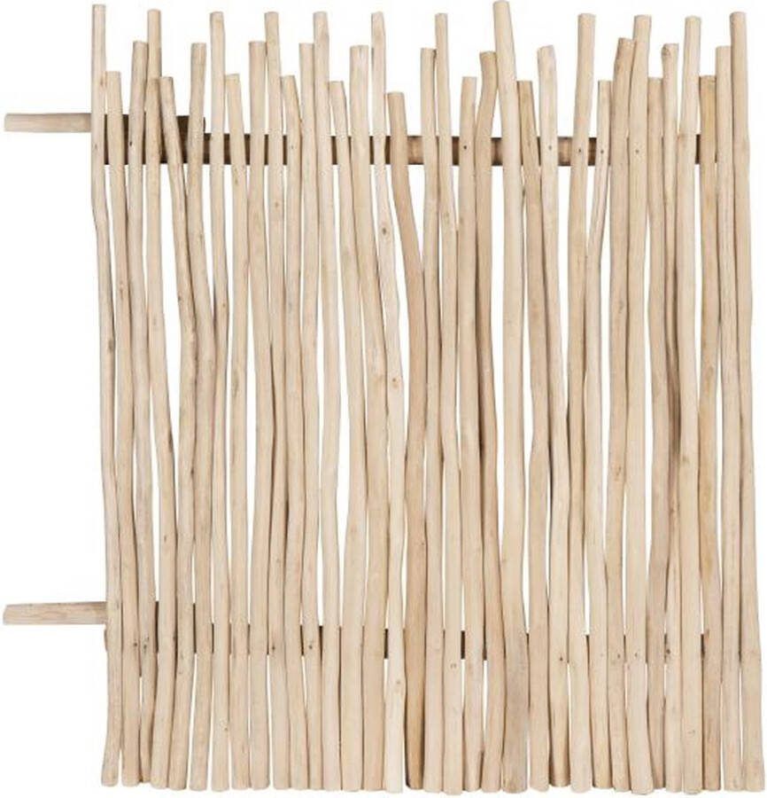 Teak houten schutting B100 x H120 cm licht natuurlijke kleur EDANA L 100 cm x H 120 cm x D 8 cm