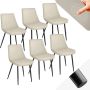 Tectake Set van 6 eetkamerstoelen kuipstoel Monroe Fluweellook Creme 404940 - Thumbnail 1