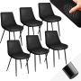 Tectake Set van 6 eetkamerstoelen kuipstoel Monroe Fluweellook Zwart 404937 - Thumbnail 1