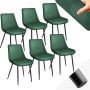 Tectake Set van 6 eetkamerstoelen kuipstoelen Monroe Fluweellook Donkergroen 404931 - Thumbnail 1