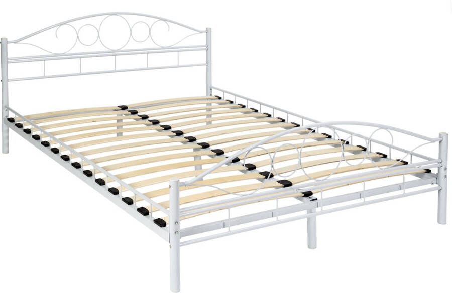 Tectake Slaapkamerbed metalen bed „Sonno“ met lattenbodem 140x200cm wit