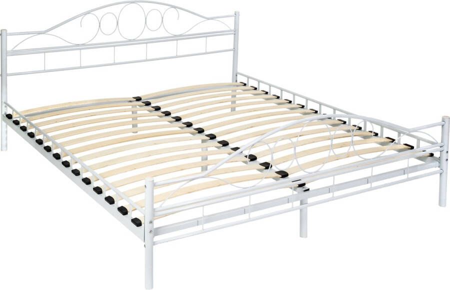 Tectake Slaapkamerbed metalen bed „Sonno“ met lattenbodem 180x200cm wit 404518