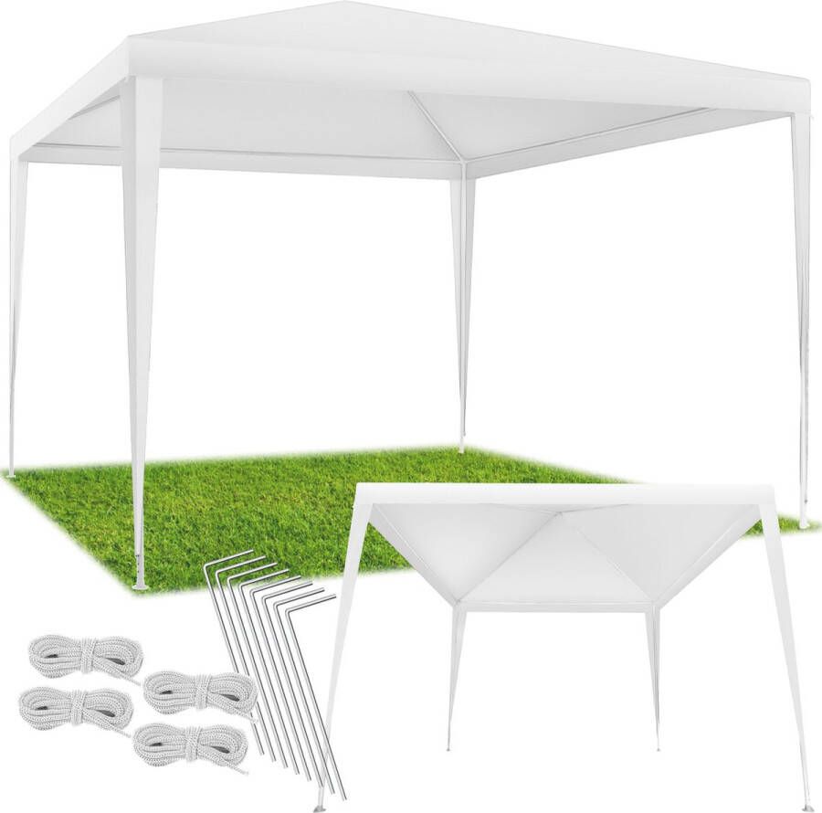 Tectake Tuinpaviljoen Feesttent Partytent 3x3m Incl. scheerlijnen en haringen wit