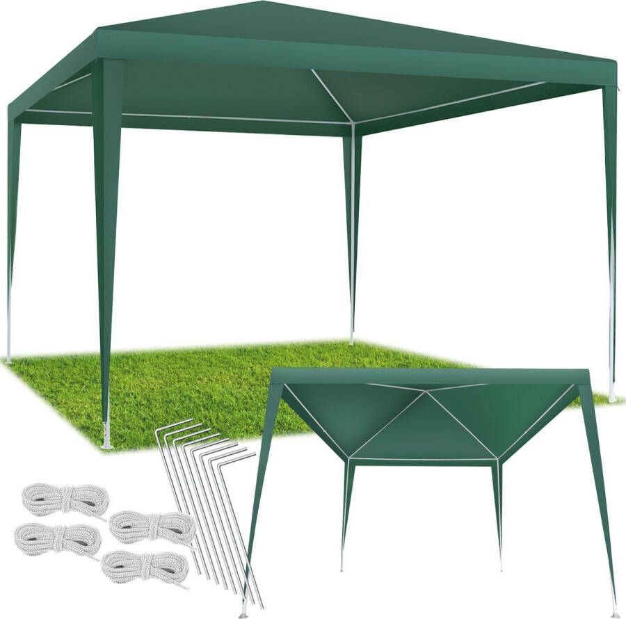 Tectake Tuinpaviljoen Partytent Overkapping 3x3m Incl. scheerlijnen en haringen groen