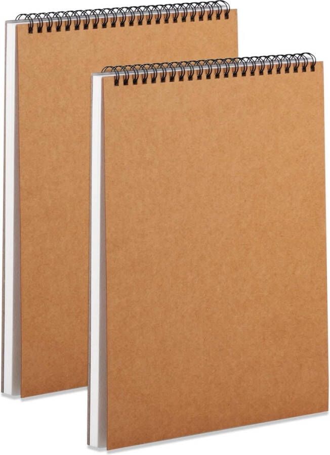 Tekenblok A4 schetsboek 2 stuks spiraalgebonden schetsboek voor kinderen en volwassenen met duurzame hardboard 120 g m² tekenpapier A4 met zuurvrij schetsblok 60 pagina's