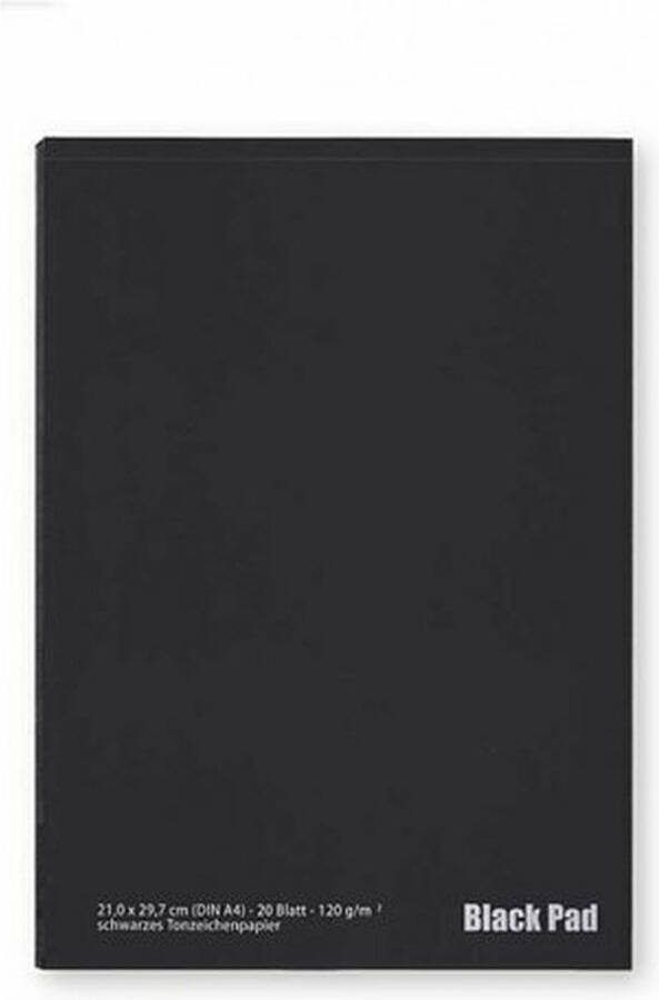 Tekenblok Black Pad Zwart Tekenpapier A4 120gr Talens AMI 20 vellen