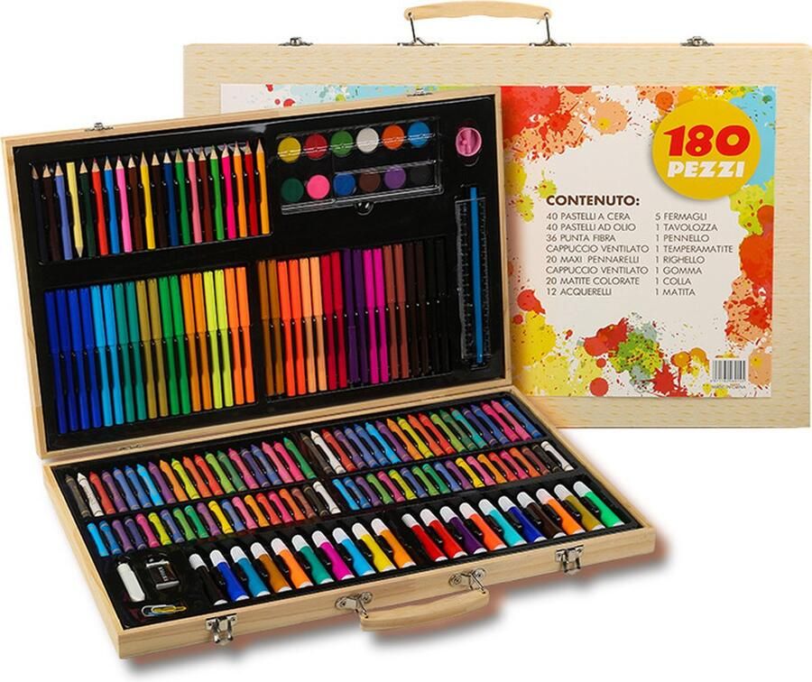 Tekendoos 180-delig Creativiteitsdoos voor kinderen Kleuren Schminken tekenen Knutselen