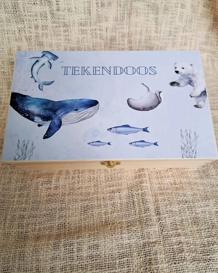 Tekendoos hout zeedieren