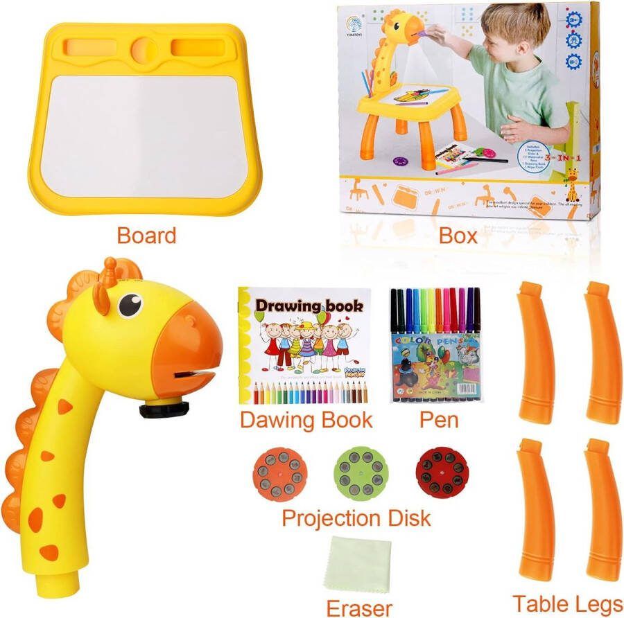 Tekenprojector voor kinderen Tekenset met licht en muziek (geel)