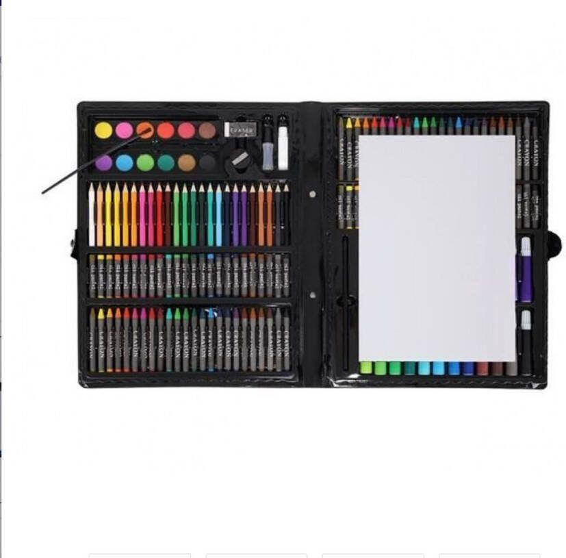 Tekenset Tekendoos Art set Tekenen Schilderen Knutselen Kinderen Jongens Meisjes In koffer Kunststof Multicolor 168-delig