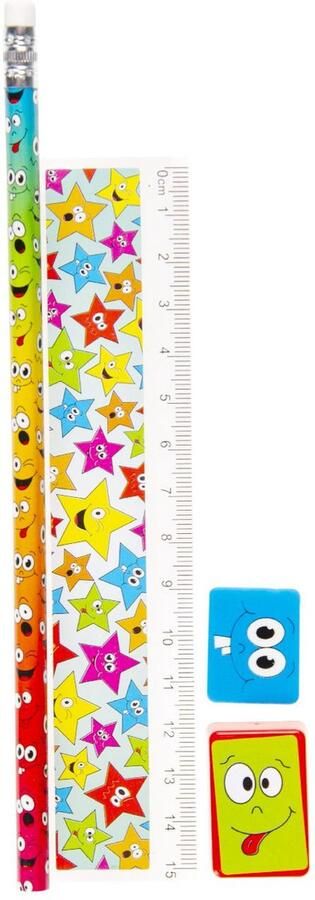 Tekenset tekenset sterretjes 4-delig voor kids Tekenpotloden set gezichtjes sterretjes voor kinderen