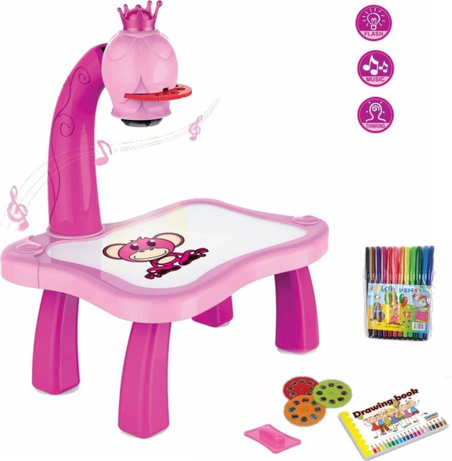 Tekentafel kinderen creative (Roze) tekentafel kinderen met projector