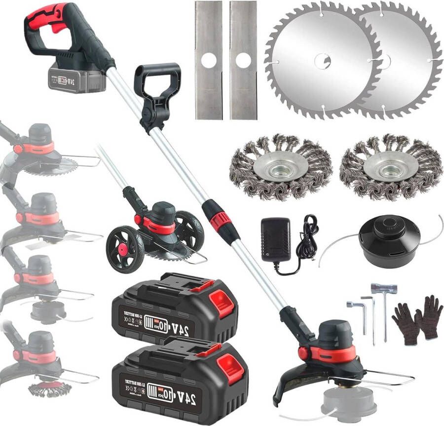 Telescopische 4 in 1 multitool grastrimmer 30 cm maaibreedte borstelloze motor 2X 4.0Ah accu onkruidborstel snoerloos Grastrimmer met accu