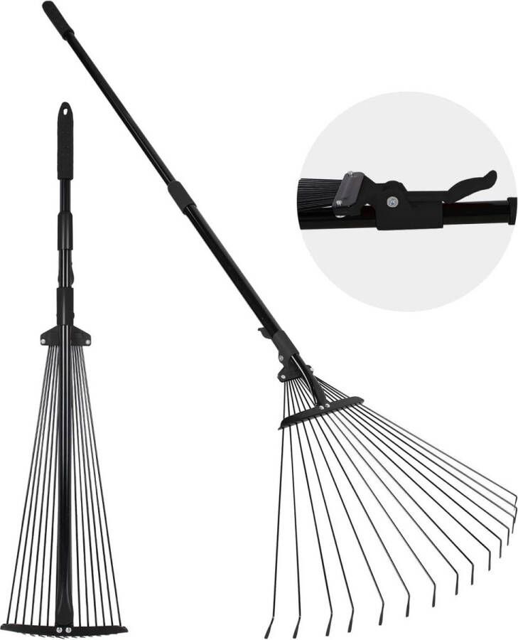 Telescopische bladhark voor het opruimen van bladeren in de tuin Leak Rake