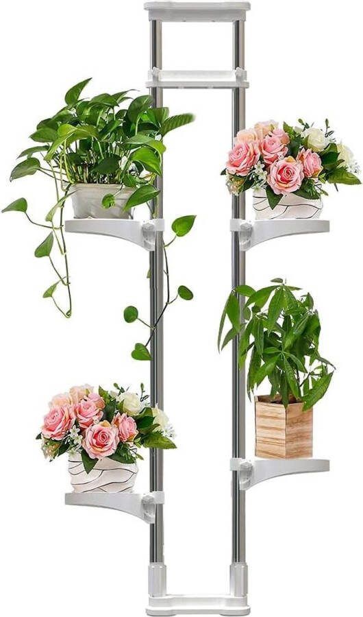Telescopische Bloemenrek Plantenrek Hoogte Verstelbaar 92-160 cm Vensterbank Binnen Woonkamer Slaapkamer Ivoor