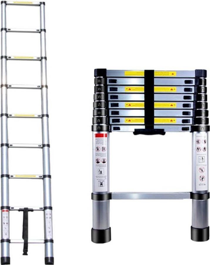 Telescopische ladder 2.6m Multifunctionele en draagbare aluminium ladder met maximale belasting 150 kg Telescopische ladder