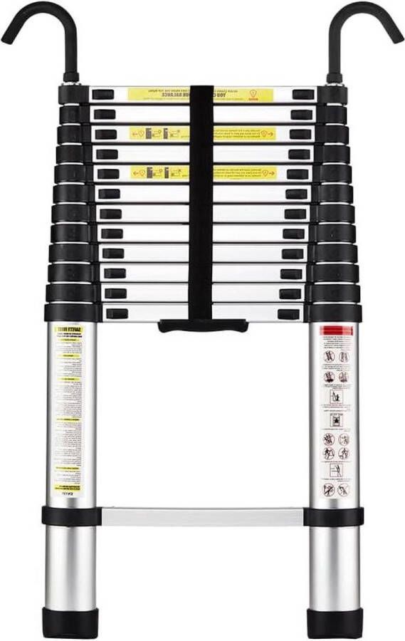 Telescopische ladder 38 m aluminium opvouwbaar doe-het-zelf ladder met afneembare armleuning uittrekbaar enkele ladders maximale belasting 150 kg Ladder