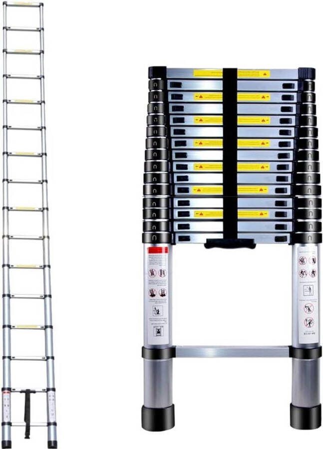 Telescopische ladder 4.7m opvouwbaar-Aluminium-Multifunctionele Ladder-Maximale Belasting 150 kg Telescopische ladder