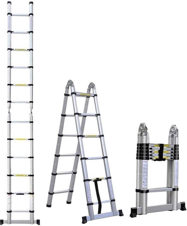 Telescopische ladder 5 meter hoogwaardig aluminium multifunctioneel design tot 150 kg belastbaar Telescopische ladder
