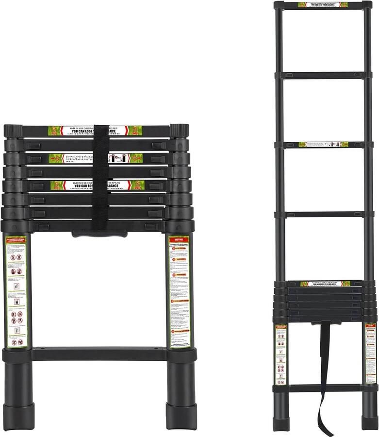 Telescopische ladder huishoudladder vouwladder schuifladder multifunctionele ladder draagbare schuifladder van hoogwaardig aluminium maximale belasting 150 kg 330 (afstand 2 6 m 8 5 ft)
