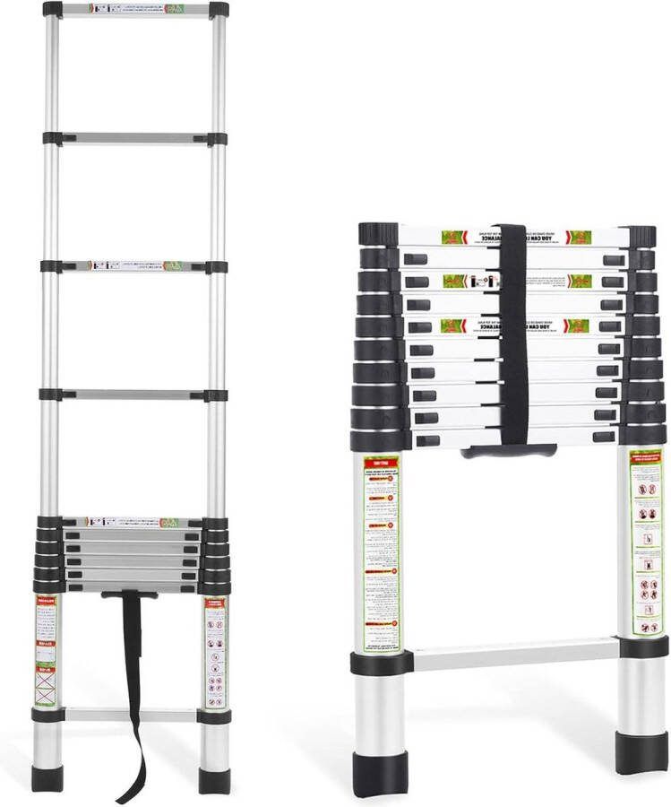 Telescopische ladder inklapbaar en uittrekbaar max. draagkracht 150 kg (32 m) Ladder