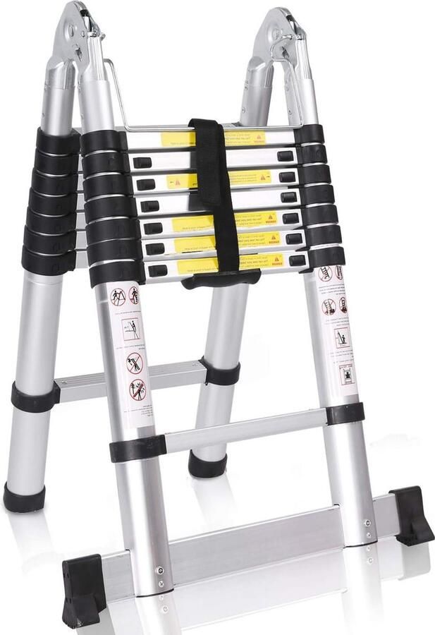 Telescopische ladder Inklapbare multifunctionele ladder Uittrekbare draagbare ladder Maximale draagkracht 150 kg Zilver Telescopische ladder
