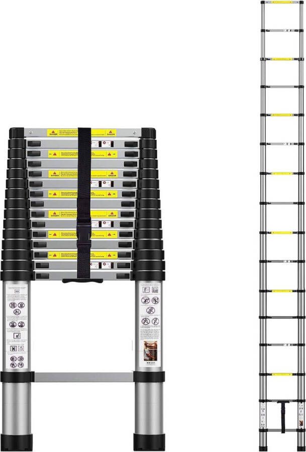 Telescopische Ladder Licht Aluminium Antislip Voeten Draagbaar en Uitschuifbaar tot 4 7 m
