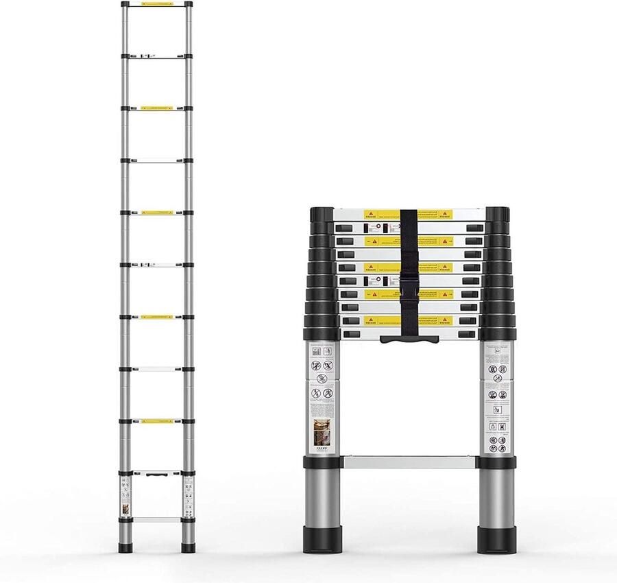 Telescopische ladder licht aluminium antislip voeten draagbare zolderladder high-performance kampeerladder camper huishouden werkzaamheden in de open lucht 32 m Telescopische ladder