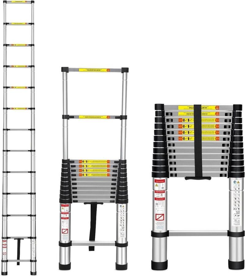 Telescopische ladder Multifunctioneel Aluminium uittrekbaar Belastbaar tot 150 kg Telescopische ladder