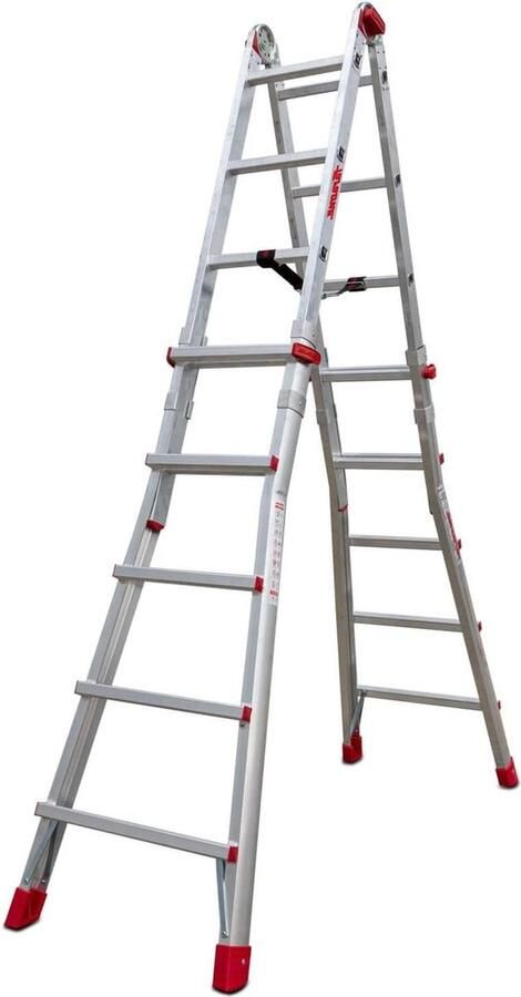 Telescopische ladder Multifunctionele ladder van aluminium TELES.T5B 158 x 60 x 20 cm 10 + 10 treden in hoogte verstelbaar zeer robuust en stabiel Telescopische ladder