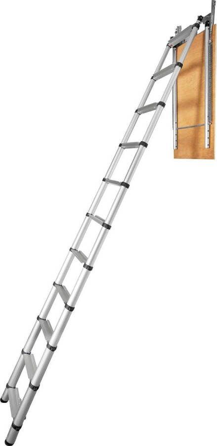 Telescopische ladder Opvouwbare aluminium ladder draagvermogen 1588 kg 600 x 1000 mm multifunctioneel licht draagbaar-installatiehoogte 98-105 inch voor zolder kantoor thuis Telescopische ladder