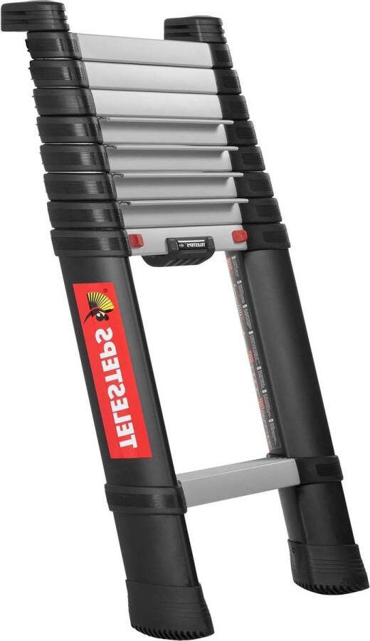 Telescopische ladder standaard model 80 mm trapdiepte 9 treden Prime Line hoogteverstelbaarheid aluminium-equivident_performance -vouwbaarheid Telescopische ladder