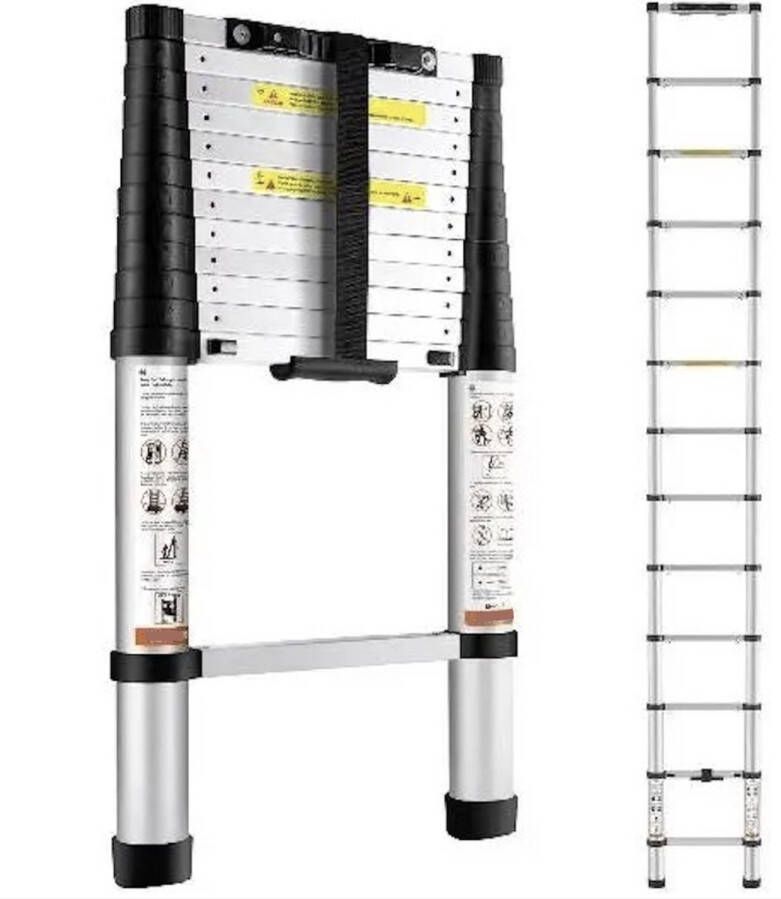 Telescopische ladder telescoop ladder trap uitschuifbaar 380 cm hoog vouwladder draagvermogen 170 kg Professioneel