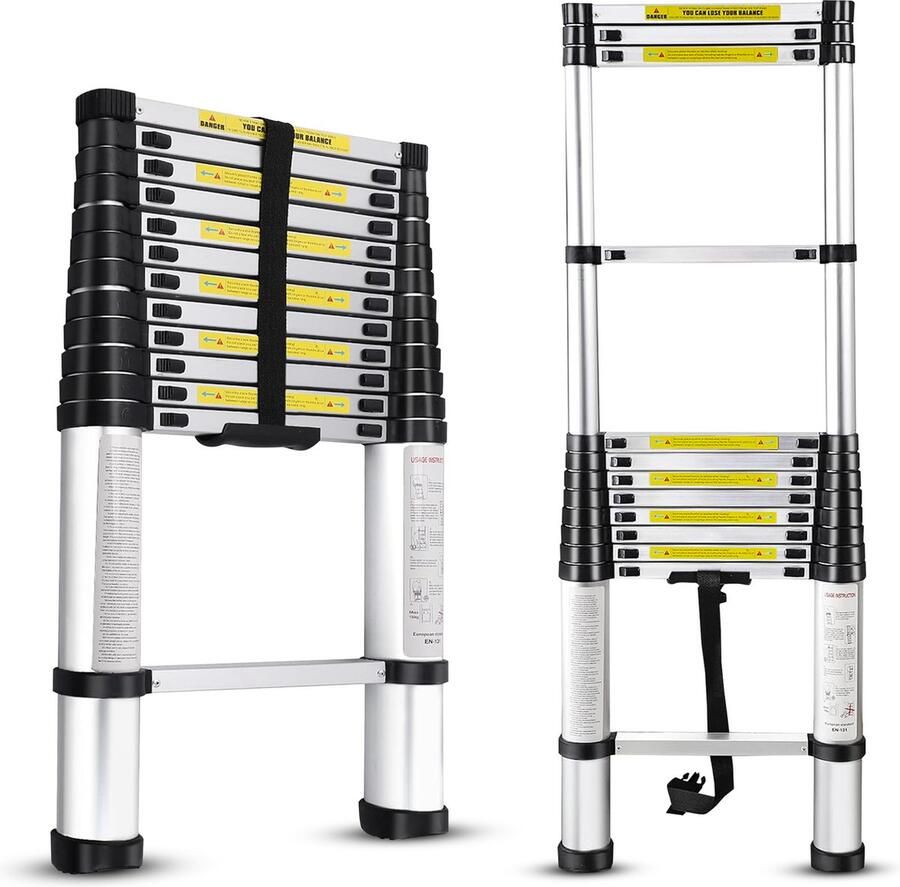Telescopische Ladder Telescopische Vouwladder 3 8 m Werkhoogte Aluminium